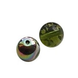 Glaskraal. 6mm. Olijfgroen met een Vitrail coating