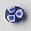 Donkerblauwe Handgewikkelde Glaskraal. 17x18mm. Rond/Plat. met Blauw/Witte Dots