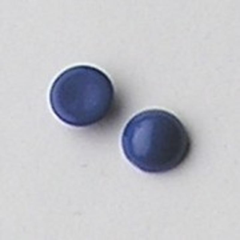Cabochon 12mm. Jeansblue Opaque. Glas Rond.