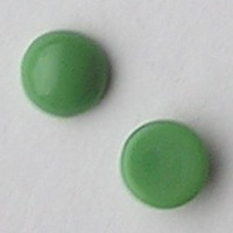 Cabochon. Grasgroen Opaque. Glas. Rond. 12mm.