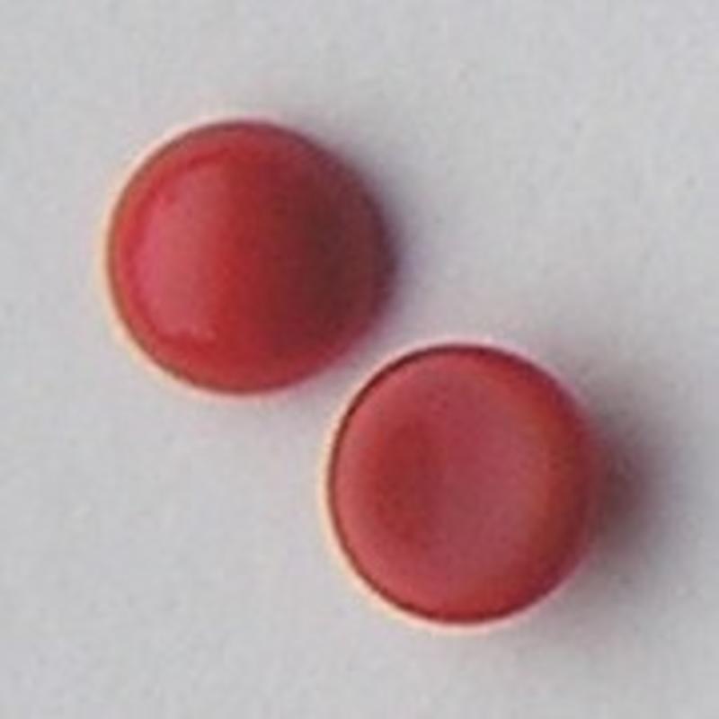 Cabochon 12mm. Coral Opaque. Glas Rond.