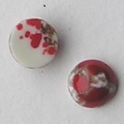 Cabochon. Gemeleerd Rood Wit. Glas. Rond. 8mm.