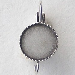 Klapoorhaak met oogje. Brass. Voor ornamentje of plaksteen 10mm. Mat Lichtzilverkleurig.