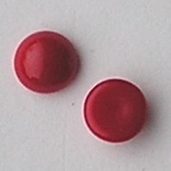 Cabochon 8mm. Rood Opaque. Glas Rond.