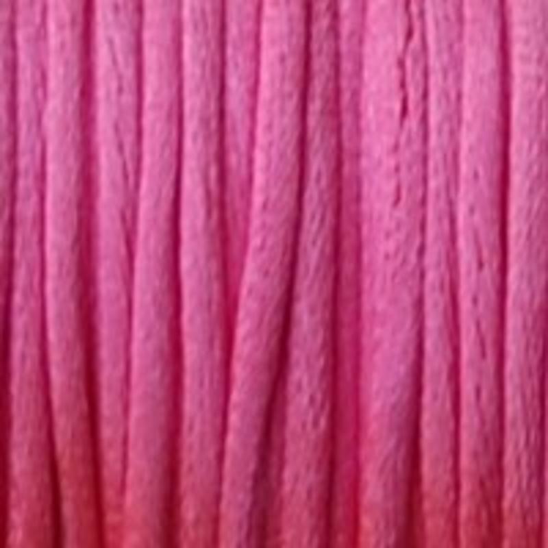 Satijnkoord. Neon Roze. 2mm. 1 meter van de rol voor