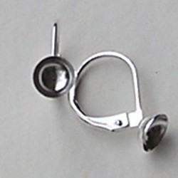 Klapoorhaak met cupje 6mm omlaag. Voor 6 of 8mm parel met 1/2 gat. Silverplated.