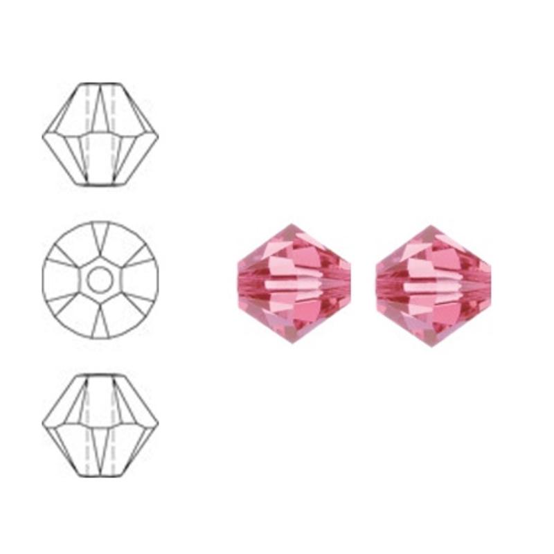 SWAROVSKI ELEMENTS Konisch Geslepen Glaskraal. 4mm. Rose.