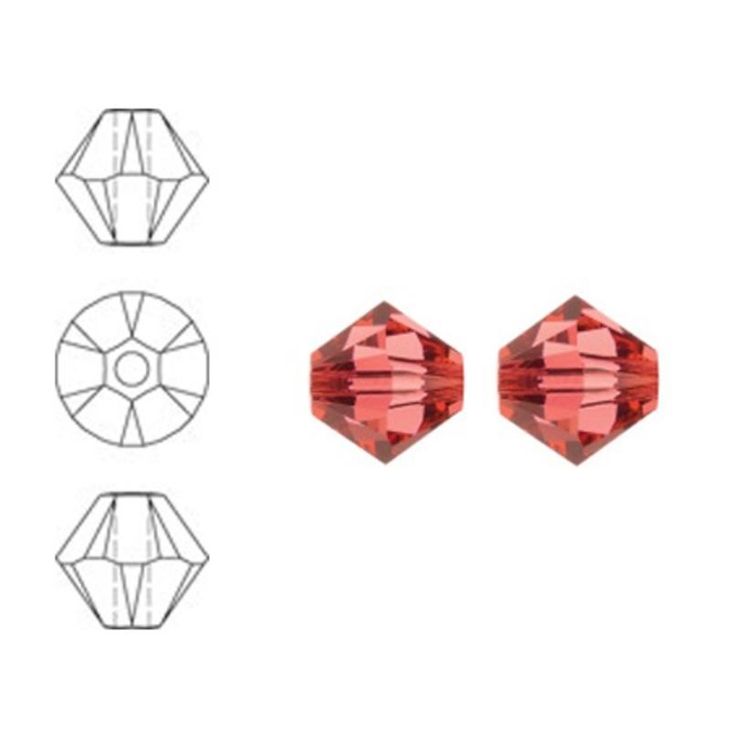 SWAROVSKI ELEMENTS Conically cut glass bead. 4mm. Padparadscha.