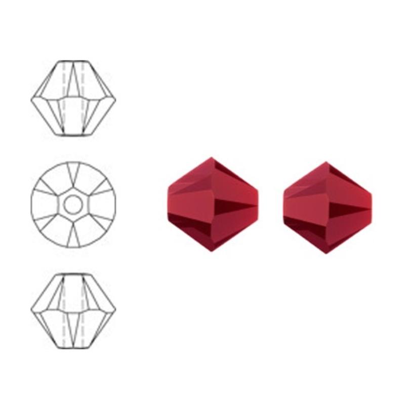SWAROVSKI ELEMENTS Conically cut glass bead. 4mm. Dark Red Coral.