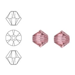 SWAROVSKI ELEMENTS Konisch Geslepen Glaskraal. 4mm. Crystal Antique Pink. Per stuk