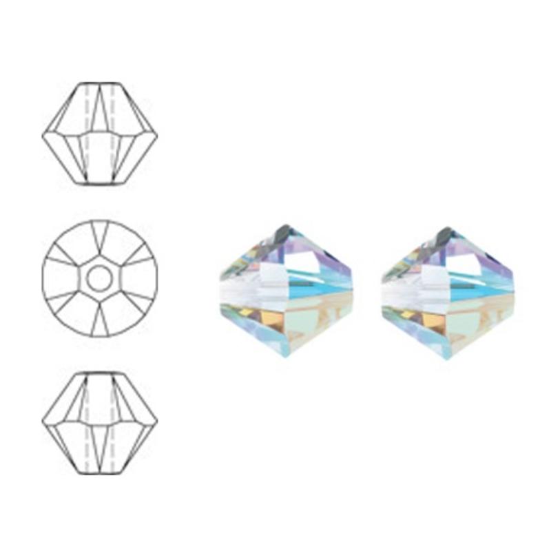 SWAROVSKI ELEMENTS Konisch Geslepen Glaskraal. 4mm. Xilion Bead. Crystal AB.