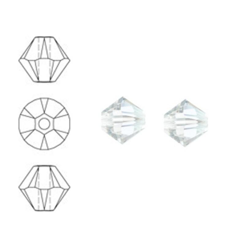 SWAROVSKI ELEMENTS Konisch Geslepen Glaskraal. Xilion Bead Crystal Moonlight. 4mm. Per stuk