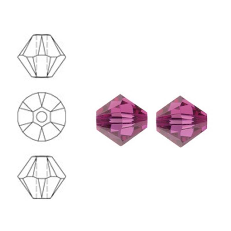 SWAROVSKI ELEMENTS Conically cut glass bead. 6mm. Xilion Bead Fuchsia.
