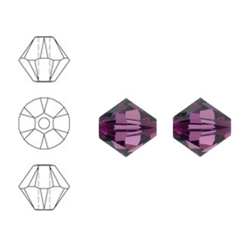 SWAROVSKI ELEMENTS Conically cut glass bead. 6mm. Amethyst.