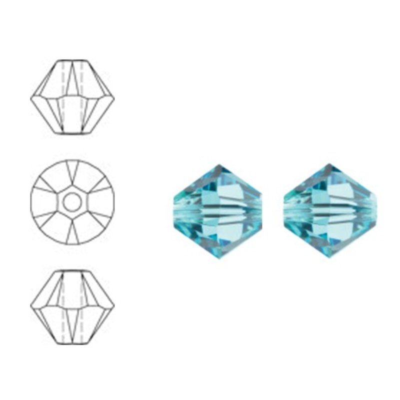 SWAROVSKI ELEMENTS Conically cut glass bead. 6mm. Xilion Bead Aqua.
