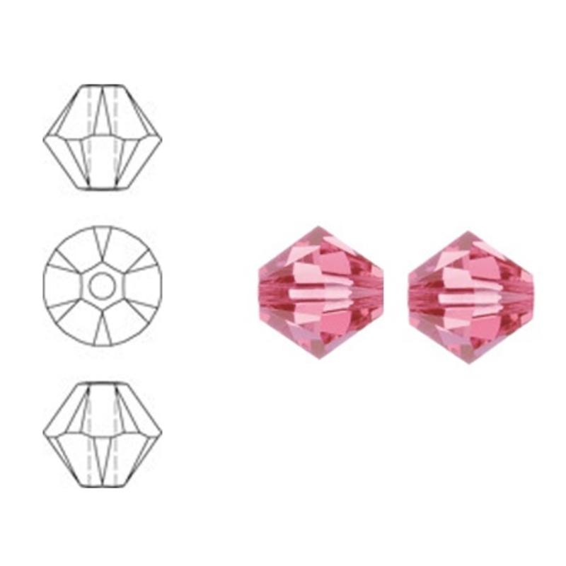 SWAROVSKI ELEMENTS Konisch Geslepen Glaskraal. Roze. 6mm. Per stuk