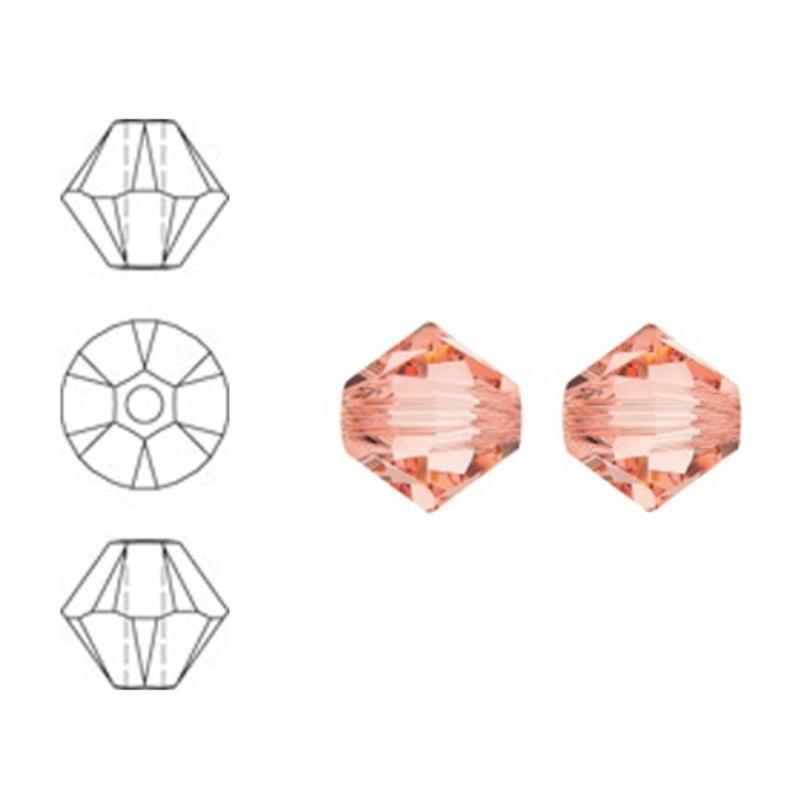SWAROVSKI ELEMENTS Konisch Geslepen Glaskraal. 6mm. Rose Peach.