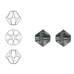 SWAROVSKI ELEMENTS Conically cut glass bead. 6mm. Crystal Silver Night.