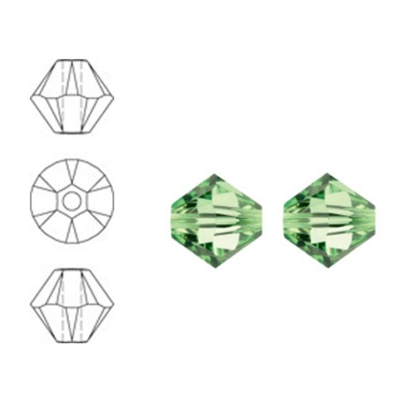 SWAROVSKI ELEMENTS Konisch Geslepen Glaskraal. 8mm. Peridot.