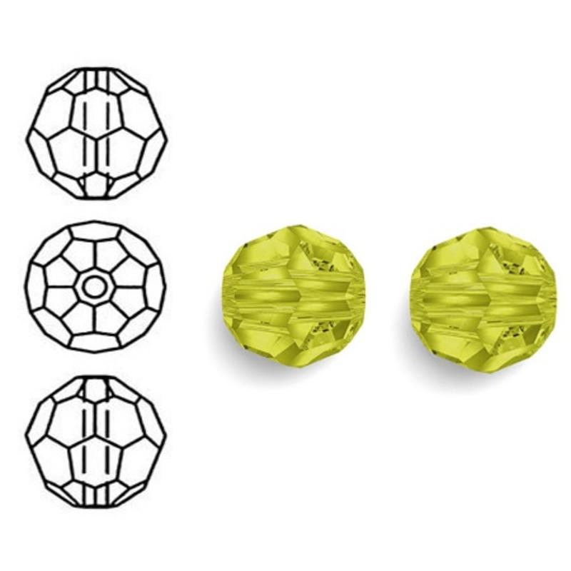 SWAROVSKI ELEMENTS Swarovski. Facetgeslepen Ronde Kraal. 6mm. Lime.