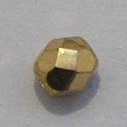 Facet geslepen Glaskraal. Goud Zijdeglans. 6mm. Tsjechisch.