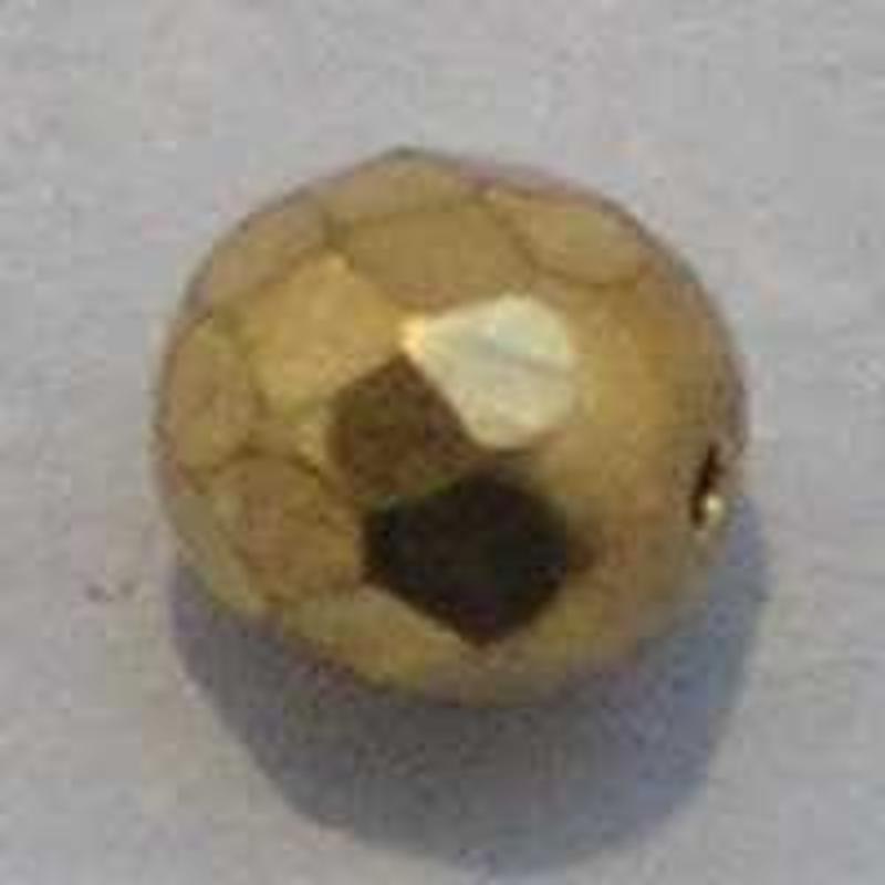 Facet geslepen Glaskraal. Goud Zijdeglans. 8mm. Tsjechisch.