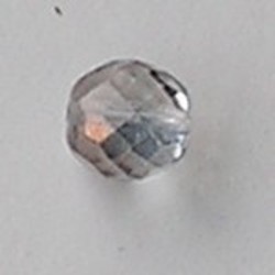 Facet geslepen Glaskraal. Crystal met Copper. 12mm. Tsjechisch.