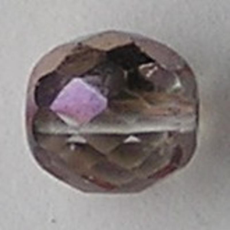 Facetgeslepen Glaskraal. Half crystal met Coppercoating . 10mm. Tsjechisch.