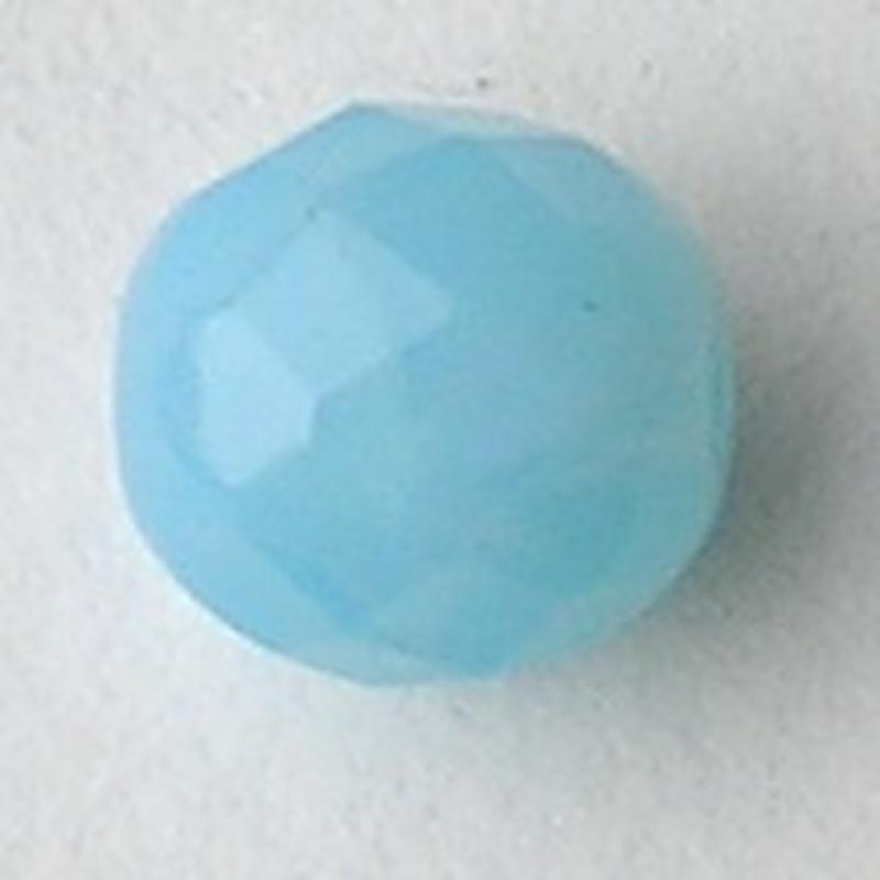 Turquoise Opal. Facetgeslepen Glaskraal. 8mm. Per stuk voor