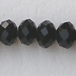 Black. Facetgeslepen Glaskraal. Rondelle. 5x8mm.