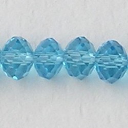 Aqua. Facetgeslepen Glaskraal. Rondelle. 5x8mm. Per stuk voor