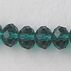 Emerald. Facetgeslepen Glaskraal. Rondelle. 5x8mm.