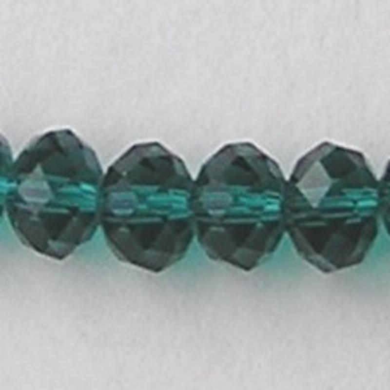 Emerald. Facetgeslepen Glaskraal. Rondelle. 5x8mm.