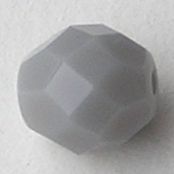 Grijze Opaque. Facetgeslepen Glaskraal. 8mm.