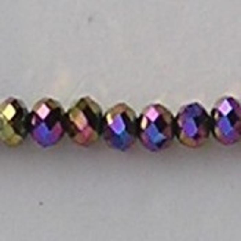 Peacock. Facetgeslepen Glaskraal. Rondelle. 6x8mm.
