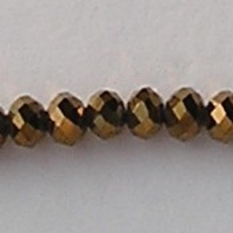 Brown Metallic. Facetgeslepen Glaskraal. Rondelle. 6x8mm. Per stuk voor