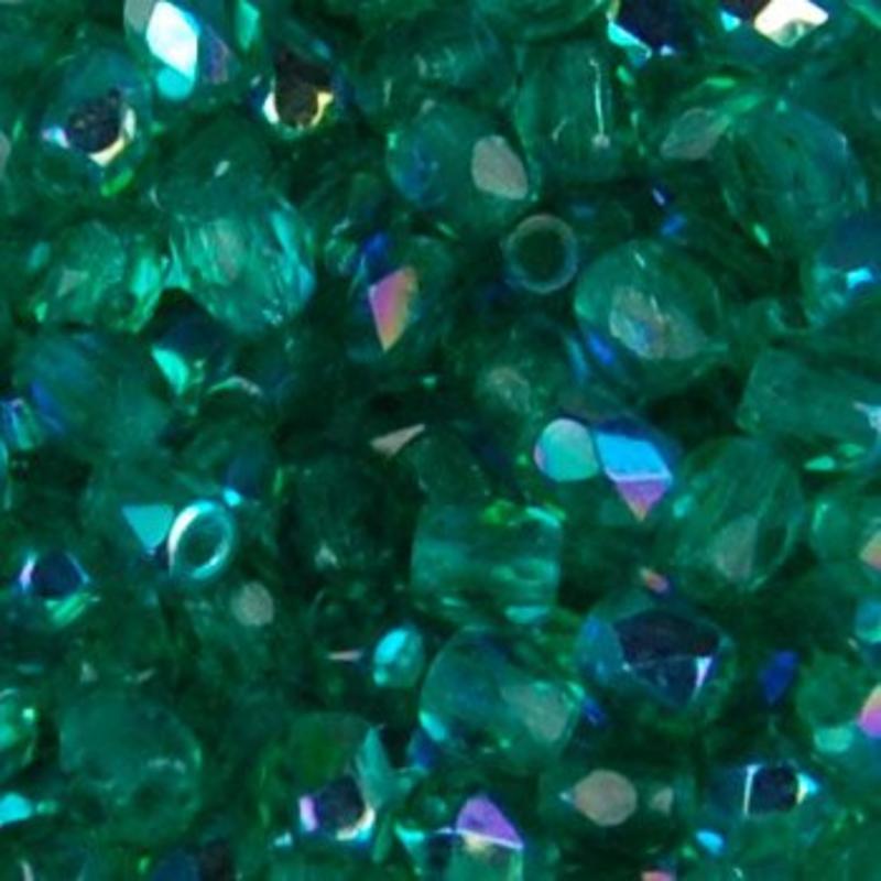 Facet Geslepen Glaskraal. Light Emerald AB. 3mm. (Tsjechisch). 10 stuks voor