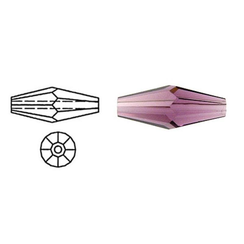SWAROVSKI ELEMENTS Swarovski. Langwerpige Bicone. Amethist. 5x15mm.