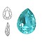 SWAROVSKI ELEMENTS Swarovski Druppel. Light Turquoise. 14x10mm. Pointed Back.