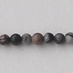 Black Silk Stone (natural) 4mm. kraal.