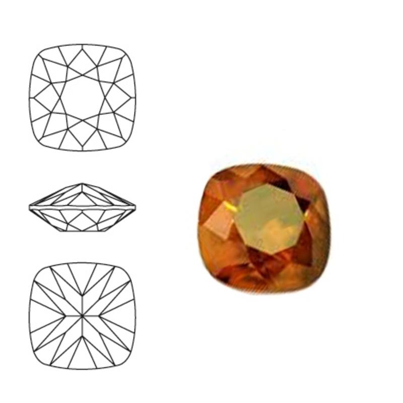 SWAROVSKI ELEMENTS Swarovski Vierkant. 4470-10mm. Crystal Copper. Pointed Back.