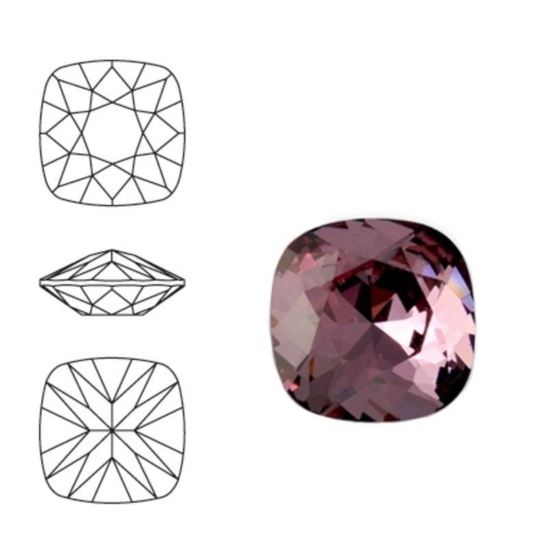SWAROVSKI ELEMENTS Swarovski Vierkant. 4470-10mm. Crystal Antique Pink. Pointed Back.