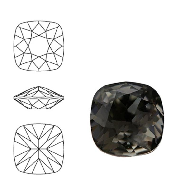 SWAROVSKI ELEMENTS Swarovski Vierkant. 4470-10mm. Black Diamond. Pointed Back.