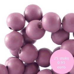 Houten kraal. 8mm. Dawn Purple Pink.