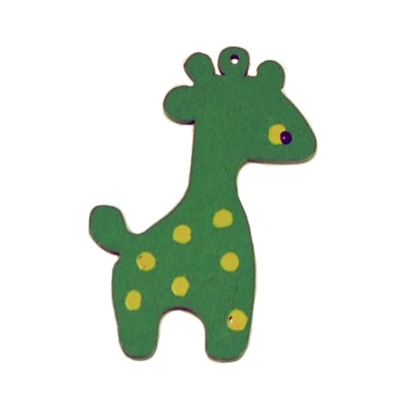 Houten hanger Giraf. 28x50mm. Groen.