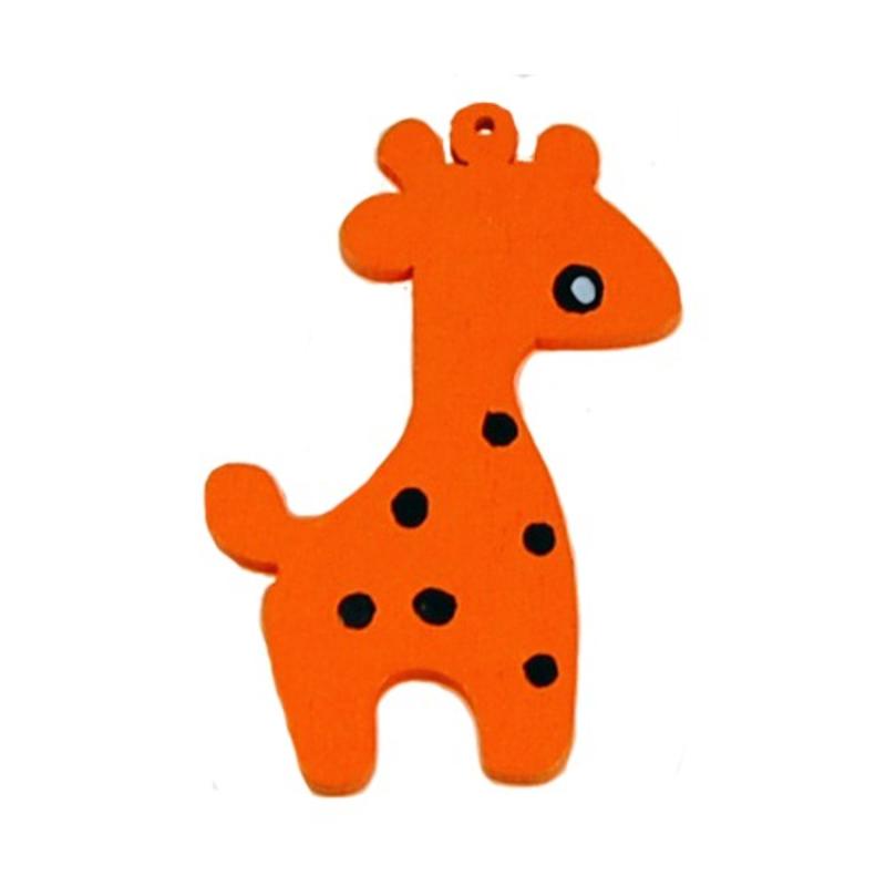 Houten hanger Giraf. 28x50mm. Oranje.