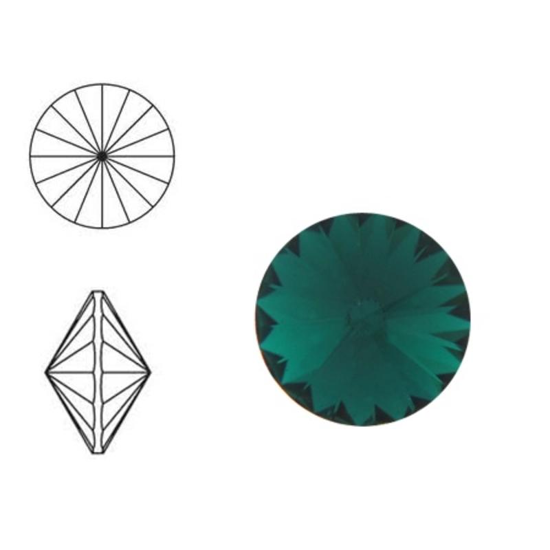 SWAROVSKI ELEMENTS Rivoli steen. MM12.0. 12mm. Emerald.