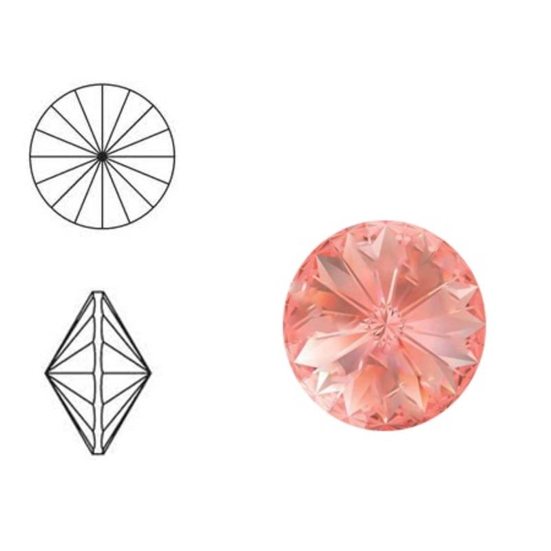 SWAROVSKI ELEMENTS Rivoli steen. MM12.0. 12mm. Rose Peach.