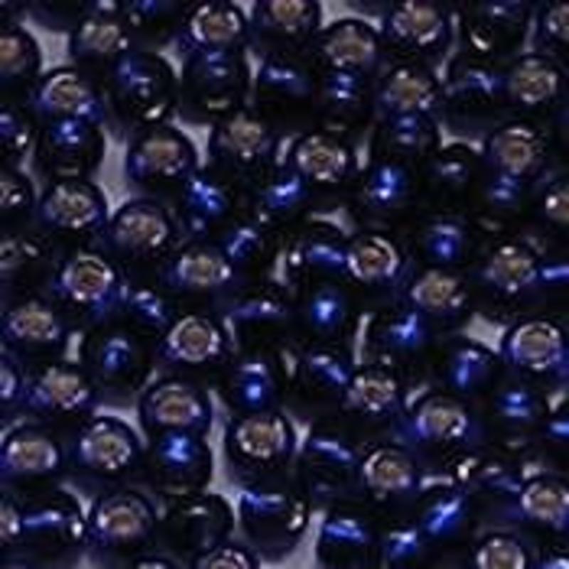 PRACHT Rocailles. Kobaltblauw met zilverkern. 4,5mm. ca. 17 gram voor