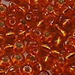 PRACHT Rocailles. Oranje met zilverkern. 4,5mm. ca. 17 gram voor